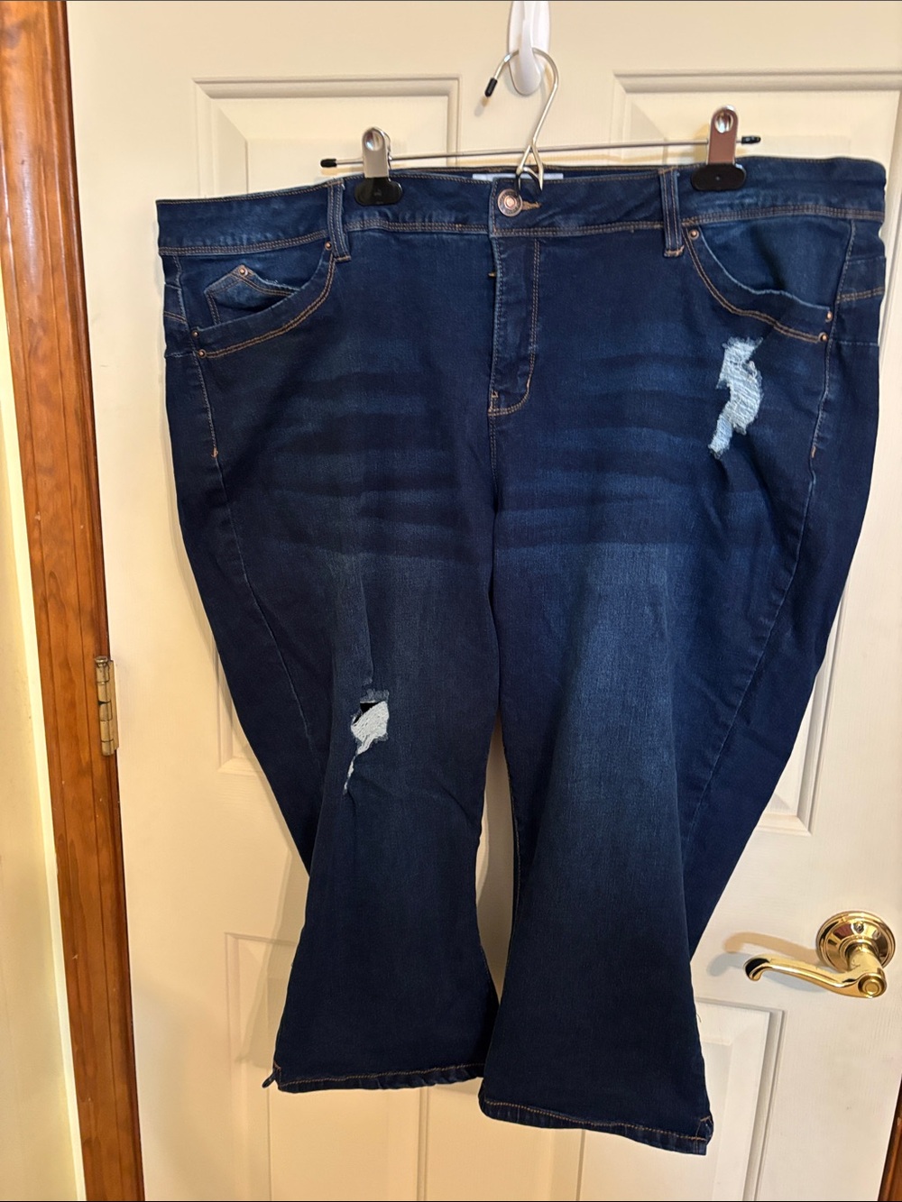 Royalty For Me Dark Blue Wide Leg Distressed Jeans